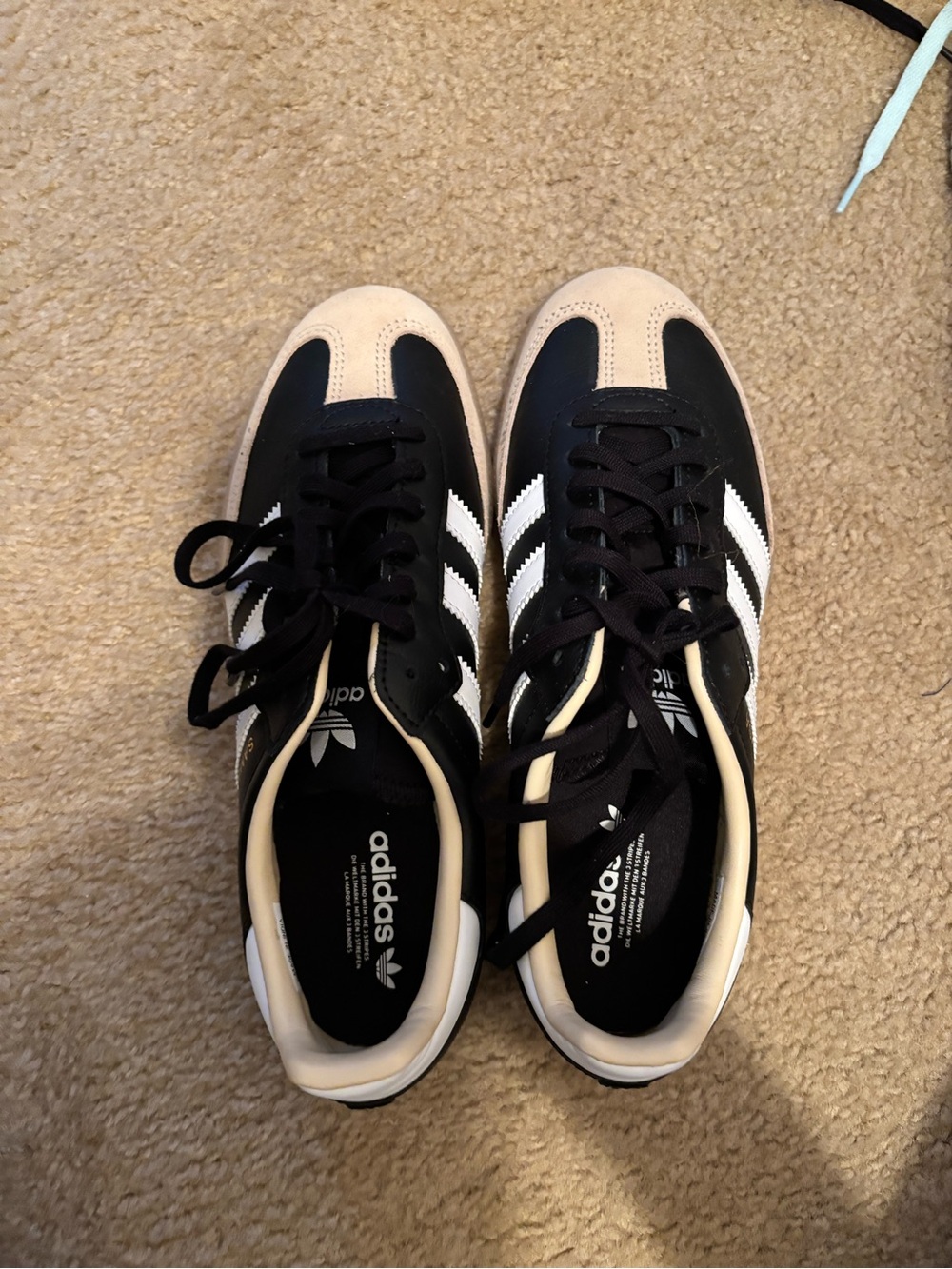 adidas Women’s Black and Beige Three-Stripe Sneakers